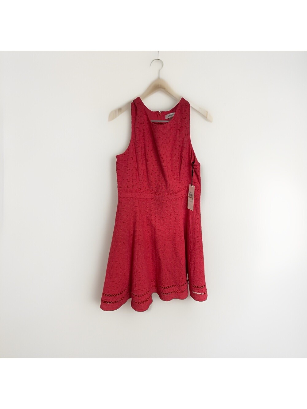 NWT Calvin Klein Dress Womens 12 Fit and Flare Sleeveless Eyelet Office